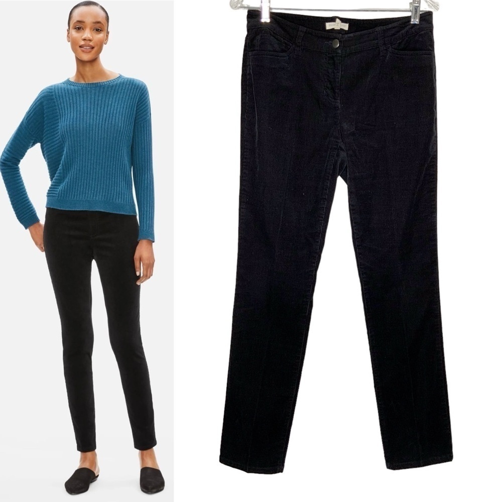 Eileen Fisher black corduroy legging pants. Size 2P